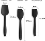 Silicone Spatula 3-piece Set, Ergonomic Handle High Heat-Resistant Spatulas, Non-stick Rubber Spatulas with Stainless Steel Core, Black