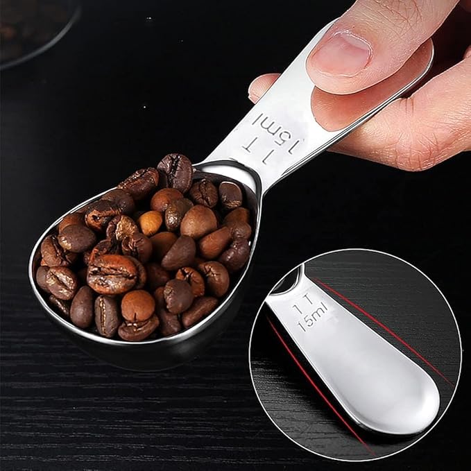 4 Pieces Coffee Scoop Stainless Steel Coffee Scoops Short Handle Tablespoon Measuring Spoons for Coffee Tea Sugar Flour (Silver)