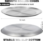8 Pieces 12 Inch Pizza Pans Bulk Stainless Steel Sets Round Bakeware Pizza Trays for Oven Kitchen Baking Home Restaurant Safe Sturdy Reusable Easy Clean