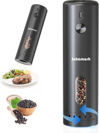 Electric Black Pepper Grinder Rechargeable, Larger Capacity Top-Refill Automatic Salt Grinder and Pepper Mill with 6 Adjustable Coarseness, LED Light, One-Handed Operation for Home (1 Pack)