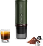 CERA+ Portable Espresso Machine 5-8 Cups per Charge, Self-Heating 20 Bar， NS Pods & Ground Coffee, CERApresso Electric Travel Coffee Maker for Outing, Working, Camping