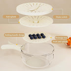 2Pcs Kitchen Colanders Bowl Multifunctional Fruit and Veggie Washing Bowl with Lid Plastic Food Strainers Colander Draining Basket Folding Handle Kitchen transparent Drain Basket for Food Storage