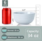 Homestockplus [Set of 6] Unbreakable Large Cereal Bowls,34 Oz Ramen Bowls BPA-Free Eco-Friendly Bowl Set for Cereal, Salad, Soup, Ramen,Oatmeal Apply to Kitchen, Dishwasher & Microwave Safe