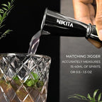 Silver Cocktail Shaker Set - 5 Piece Martini Shaker Set with Strainer, Jigger, Spoon & Muddler - 16oz Glass Cocktail Shaker Set - Ideal Gift for Home Bar & Drink Trolley Décor