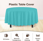 Party Solids 12-Pack Premium Plastic 84-Inch Round Tablecloth - Aqua Blue
