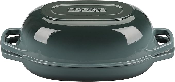 Enameled Cast Iron Oval Dutch Oven Pot with Lid, Dutch Oven for Sourdough Bread Baking, Oval Bread Pan, 5qt, Slateblue