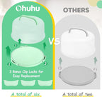 Ohuhu Cake Carrier with Lid and Handle, BPA-Free Cake Containers Cake Holder for 10 inch Cake with 2 Handles Cupcake Carrier - Plastic Cover Two Sided Base for Transport Pies Nuts Fruit Perfect Gifts