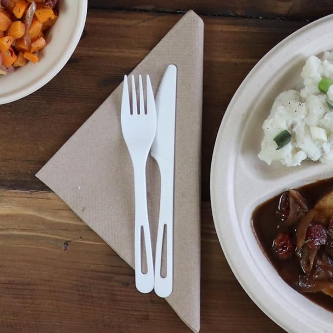 World Centric Compostable Fork 6.5" - Made from Plants and Minerals, White TPLA - 1000 Pack