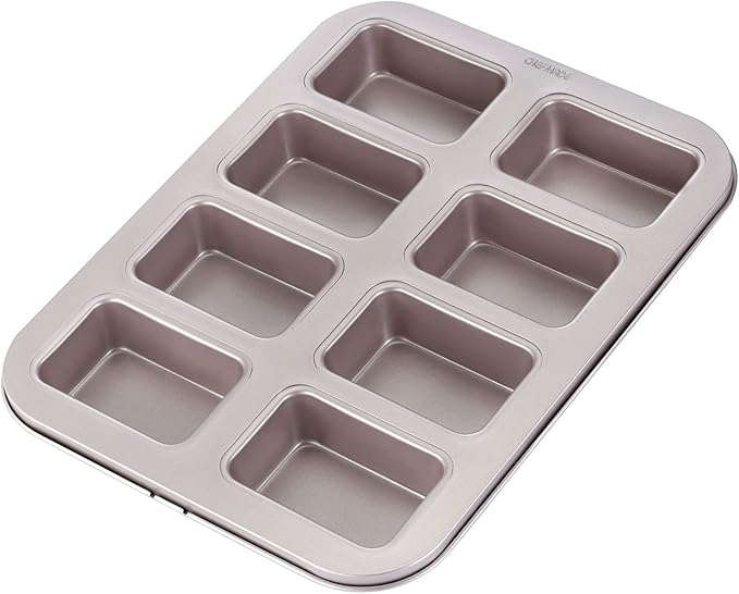 CHEFMADE Brownie Cake Pan, 8-Cavity Non-Stick Rectangle Muffin Pan Blondie Bakeware for Oven Baking (Champagne Gold)