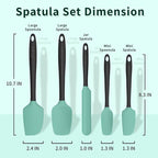 Coukre Silicone Spatula Set of 5,High Temperature Resistant, Food Grade Silicone, Dishwasher Safe, for Baking, Cooking (Aqua Green Black, Split-type)