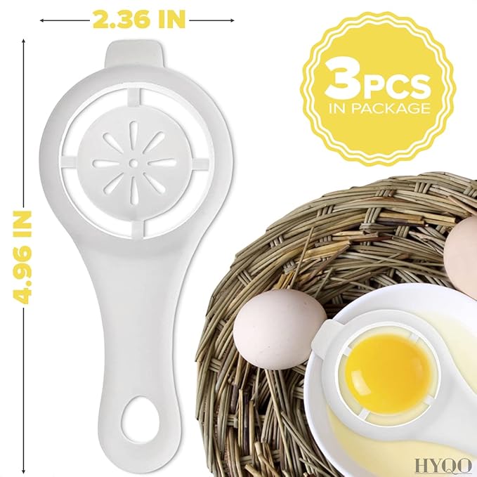 3 Pcs Egg Separators for Yolk – Easy-to-Use Egg Yolk Separator Set for Hassle-Free Cooking – Baking Gifts for Women, Divider to Simplify Meal Prep for Cakes & Pastries