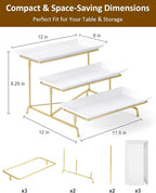 Yedio 3 Tier Serving Tray Set Porcelain Tiered Serving Platters, Collapsible Sturdier Stand with Stable Cross Bars, 12 Inch Three Layer Serving for Party Entertaining Food Display Fruit Dessert