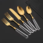 JASHII 20pcs 304 Stainless Steel Gold Flatware Cutlery Set, Matte Finished Knife Fork Spoon Set, Creative Handle,Service for 4, Dishwasher Safe for Home Wedding Hotel