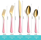 20-Piece Gold & Pink Silverware Set for 4, 18/0 Stainless Steel Flatware Cutlery Utensils Set, Includes Dinner Knives, Forks, Spoons, Salad Forks, Teaspoons, Dishwasher Safe