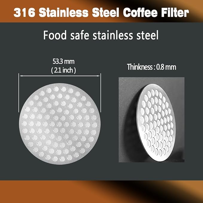 53.3mm Espresso Puck Screen-Food-Grade 316 Stainless Steel, 0.8mm Thickness, Reusable Filter for Espresso Portafilter-Compatible with Puck Screen 54mm Breville & Breville Coffee Accessories