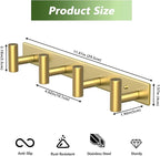 Wall Mounted Coat Rack-4 Hooks, Heavy Duty Stainless Steel Hook Rail for Towel Coat Hat Purse Bag Jacket, Towel Hooks for Entryway Bathroom Kitchen (Gold 4 Hooks - 1 Pack)