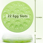 HANSGO Deviled Egg Containers with Lid, Deviled Egg Platter Carrier Holder Trays with 22 Slots for Holiday Party and Home Kitchen, Green