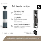 LARS NYSØM Salt and Pepper Grinder Set Manual, Stainless Steel Salt and Pepper Mills with Adjustable Ceramic Grinder I Design Spice Shakers (Blue/Gray)