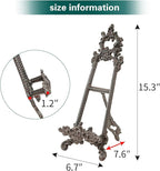 Sungmor Vintage Cast Iron Cookbook Stand, Small Ornate Easel Fleur De Lis Stand, 15.5" Tall Antique Brown Table Top Display Holder for Recipe Book, Picture Frame, Plate, Home Kitchen Decor