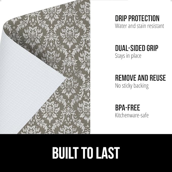 GORILLA GRIP DripGuard Drawer and Shelf Liner for Cabinet, Slip Resistant Non Adhesive Protection for Kitchen, BPA Free Smooth Surface Plastic Liners for Cabinets, Drawers, 17.5x240 Inch, Beige Cream