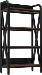 KEIKI 4-Tier Kitchen Bakers Rack with Storage, 55'' Microwave Stand, Bookcase Shelf Adjustable Shelves Freestanding, Bakers Rack for Kitchen, Garage, Pantry, Bathroom
