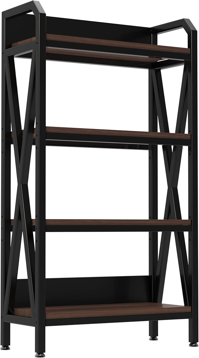 KEIKI 4-Tier Kitchen Bakers Rack with Storage, 55'' Microwave Stand, Bookcase Shelf Adjustable Shelves Freestanding, Bakers Rack for Kitchen, Garage, Pantry, Bathroom