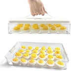 2PCS Deviled Egg Containers With Lid, (Set of 2), PET Clear Deviled Egg Platter With Handle For 48 Eggs, Fridge Stackable Storage Deviled Eggs Tray Carrier, For Camping, Easter, Christmas Thanksgiving