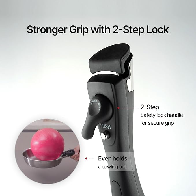 316 Stainless Steel Removable Handle Cookware, 5-Ply Stackable Cookware Set, 6-Piece Pans with Universal Lid, Induction Compatible, Oven & Dishwasher Safe