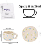 Koythin Ceramic Coffee Mug with Saucer Set, Cute Creative Fresh Fruit Cup Unique Irregular Design for Office and Home, 10 oz/300 ml for Latte Tea Milk