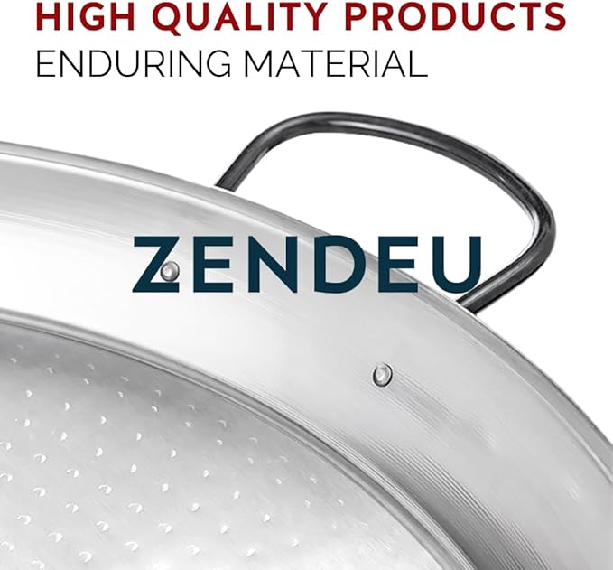 Paella Pan 32 inch (4 Hangers) - Carbon Steel Paella Pan, Made in Spain - Polished Steel, 32 in - 80 cm (40 Servings) Cook your own Spanish Paella
