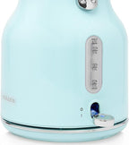 Haden Heritage 1.7 Liter Stainless Steel Electric Kettle, Hot Water Kettle with 360-Degree Base and Auto Shutoff, Turquoise & Chrome