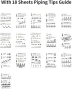 Piping Practice Board Guide Paper Sheets 250+ Icing Practice Sheets Set Cake Decorating Tips Techniques Tutorial (250+ Pattern/Waterproof)