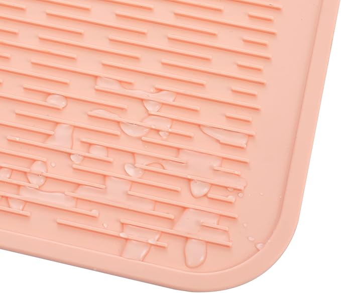 Silicone Dish Drying Mat for Multiple Usage,Easy clean,Eco-friendly,Heat-resistant Silicone Mat for Kitchen Counter or Sink,Refrigerator or Drawer Liner Pink 2XL 24 inches x 18 inches