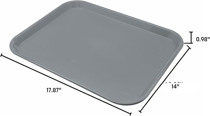 Carlisle FoodService Products Fast Food Cafeteria Tray 14" x 18", Durable Polypropylene with Slip-Resistant Surface, Stackable for Cafes and Schools, BPA-Free, Black