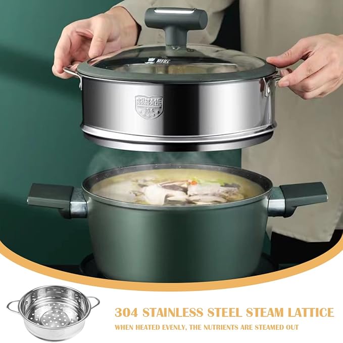 Stainless Steel Steamer Pot 7.8 Inches Round Cooking Rack Food Steamer Basket Insert for Kitchen Dim Sum Dumplings Bun(20cm)