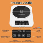 Sourdough Starter Warmer with Memory Function– 1°F Precision Temperature Control (70–100°F), Auto On/Off, 12-Hour Timer, Fits Sourdough Starter Jars Up to 40oz,Christmas gift for Home Baking Lover