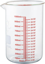 High Borosilicate Glass Measuring Cup-V-Shaped Spout,1000ml(32OZ) Glass Measuring Beaker for Kitchen or Restaurant, Easy to Read