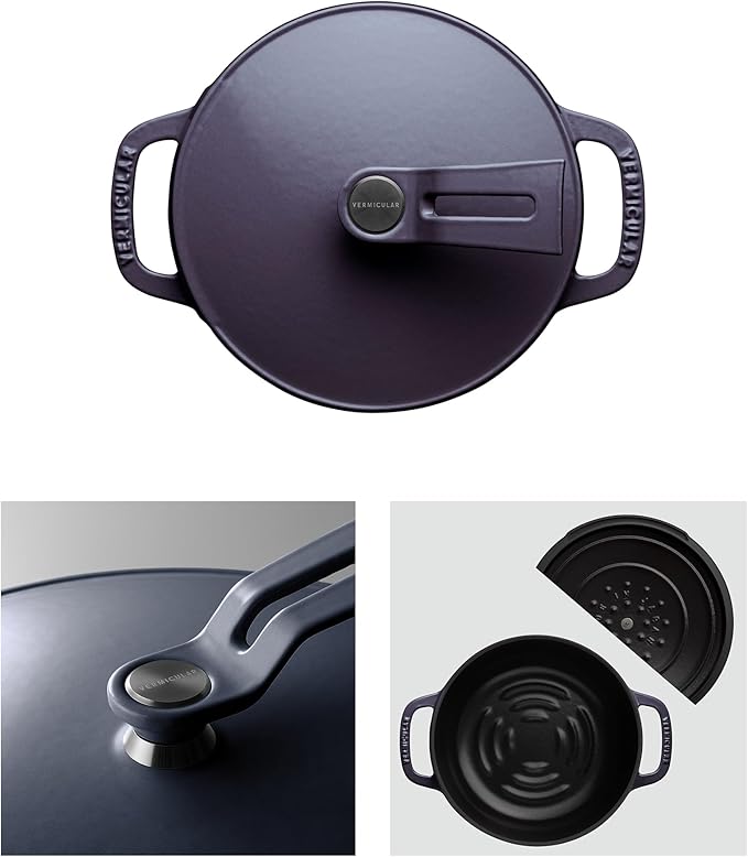Vermicular Oven Pot 2.0 | Lightweight Enameled Cast Iron Pot | 14cm (1 Qt) | Non-Toxic | Induction-compatible | Dutch Oven | Made in Japan | Deep Ocean Blue