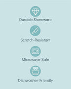 Stoneware dinnerware set 8 persons Rustic 32 pcs - Rustic design dinnerware set, dishwasher safe - Bowl and plate set - Pure Living dinnerware in smoky blue…