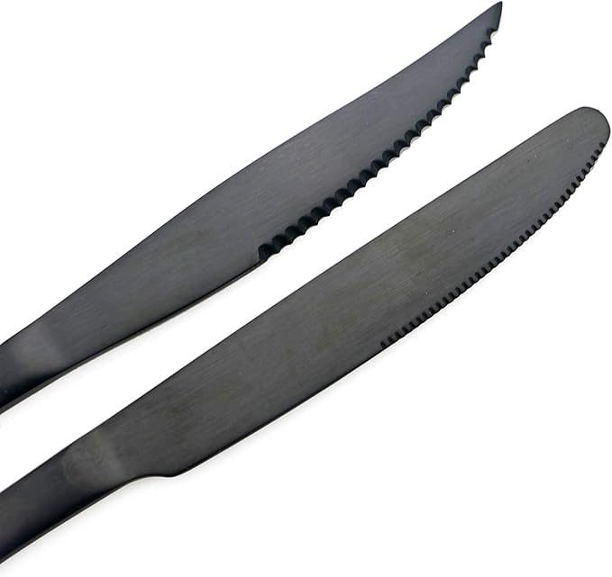 24-Piece Stainless Steel Flatware Set, Matte Black Finish, Service for 4