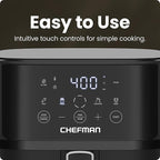 Chefman Air Fryer – 6 QT Compact Airfryer for Quick & Easy Meals in Minutes, Features Hi-Fry Technology for Extra Crisp, Touchscreen Controls with 4 Presets, Nonstick & Dishwasher Safe Basket - Black