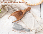 Big Coffee Scoop Shovel, 2pcs Large Ground Coffee Scoop, Wooden Bean Salt Spoons, Wood Serving Spoons for Beans Powder Sugar from Big Jars Canisters, Multifunctional Kitchen Scoop