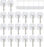 20 Hooks-25 Removable Strips, Small Clear Wire Hooks Value Pack, Damage Free Hanging Wall Hooks with Adhesive Strips, Removes Cleanly, No Tools Utility Hooks for Hanging Decorations