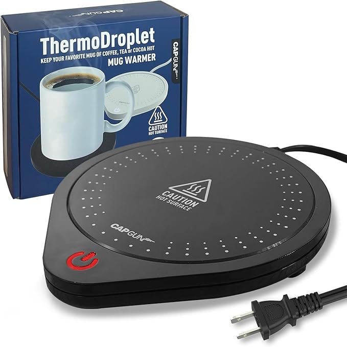 25W Electric Candle Warmer for Coffee Mugs, 75℃ Heating & Auto Shut-Off, Spill-Proof Desk Warmer for Beverages (White) (Black)