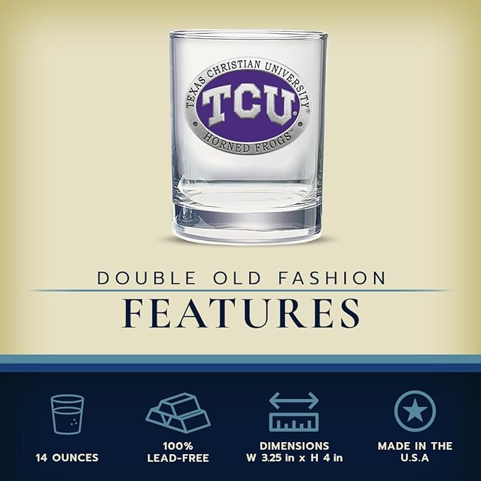 Heritage Pewter TCU Double Old Fashion | Double Rocks Glass 14 OZ for Liquor | Expertly Crafted Pewter Glass