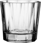 NUDE Whiskey Glasses Set of 4 – Hemingway 11.25 oz Lead-Free Crystal Old Fashioned Lowball Rocks Glasses for Whisky, Scotch, Bourbon & Tequila – Linear Pattern with Optical Effect, Dishwasher Safe