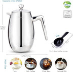 Easyworkz Nando French Press 23 oz Double Wall Insulated Thermal Coffee Maker,304 Stainless Steel Cafetiere