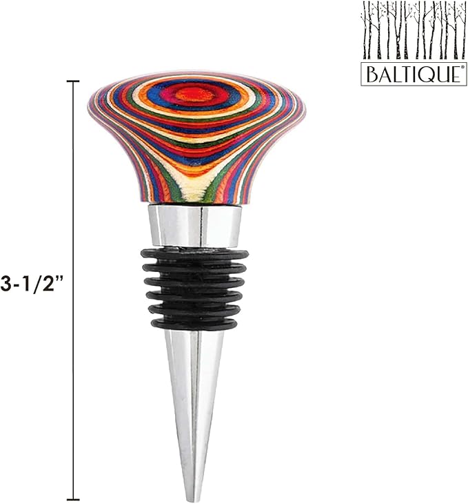 Totally Bamboo Baltique Marrakesh Collection Wine Bottle Stopper, Multicolor Leak-Proof and Reusable Wine Saver, Preserves Beverage Freshness