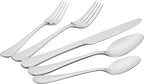 Amazon Basics Silverware Set, Stainless Steel Flatware, Dishwasher Safe, Service for 4, 20-Piece Forks and Spoons, Pearled Edge