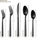 Alata Cube Black 20-Piece Forged Silverware Set Stainless Steel Flatware Set,Service for 4,Matte Satin Polished Cutlery Set,Dishwasher Safe